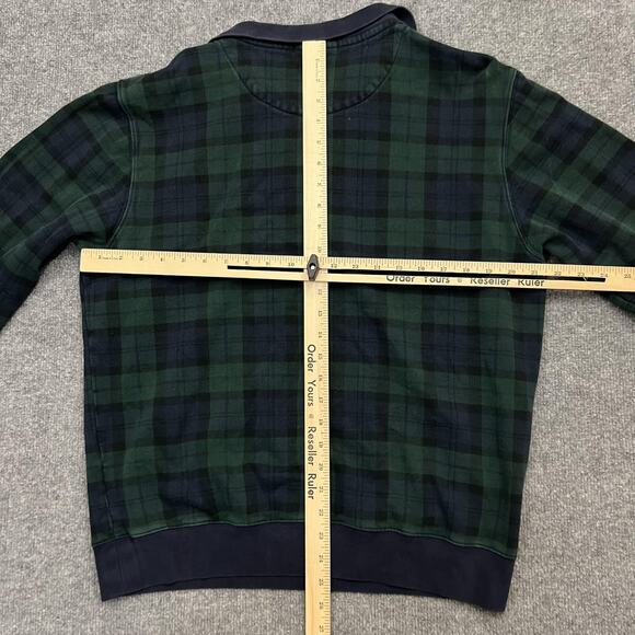 Polo Ralph Lauren Pullover Mens Medium Green Black Watch Plaid Fleece 1/4 Zip - Picture 6 of 8